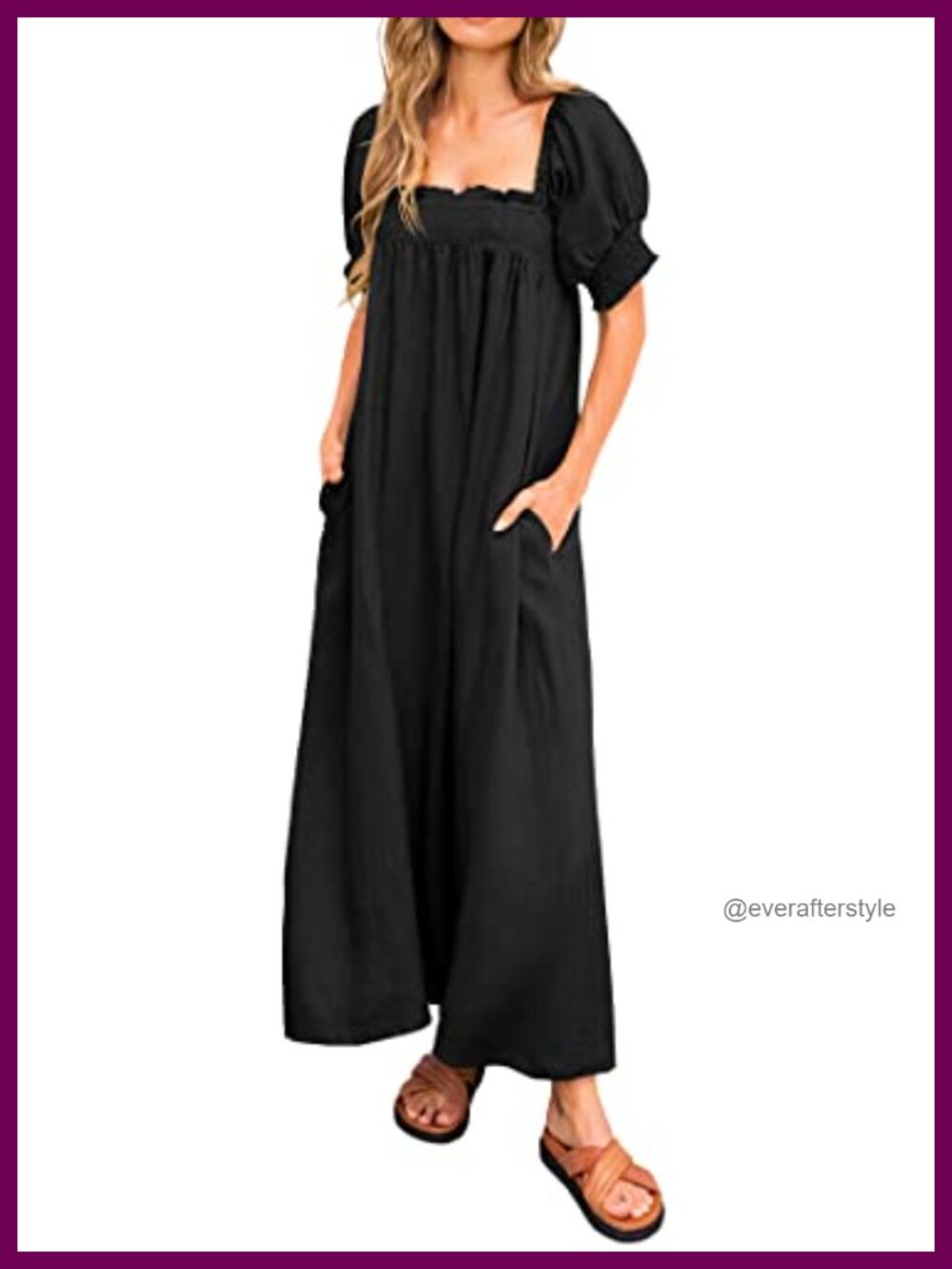 Women Summer Maxi Dress Puff Sleeve Long Dresses